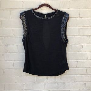 EUC Madewell HiLine Size L Sequin Open Back Top